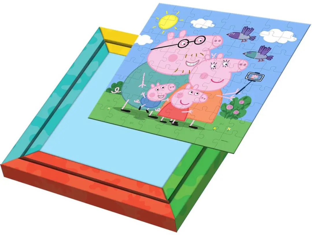 Peppa Pig Kleur & Puzzel Frame 64 Stuks - 27x27cm - Multicolor