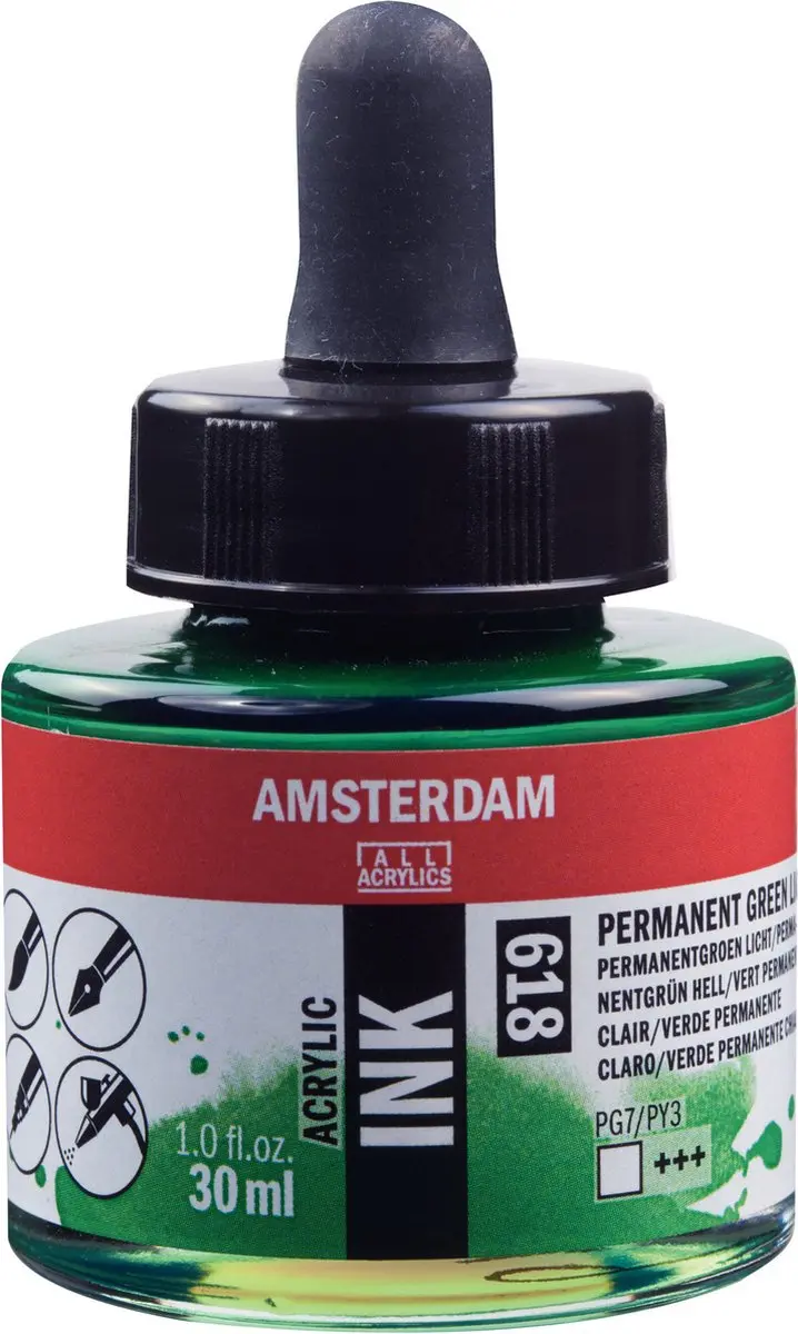 Amsterdam Acrylic Inkt 30ml Permanentgroen Licht 618