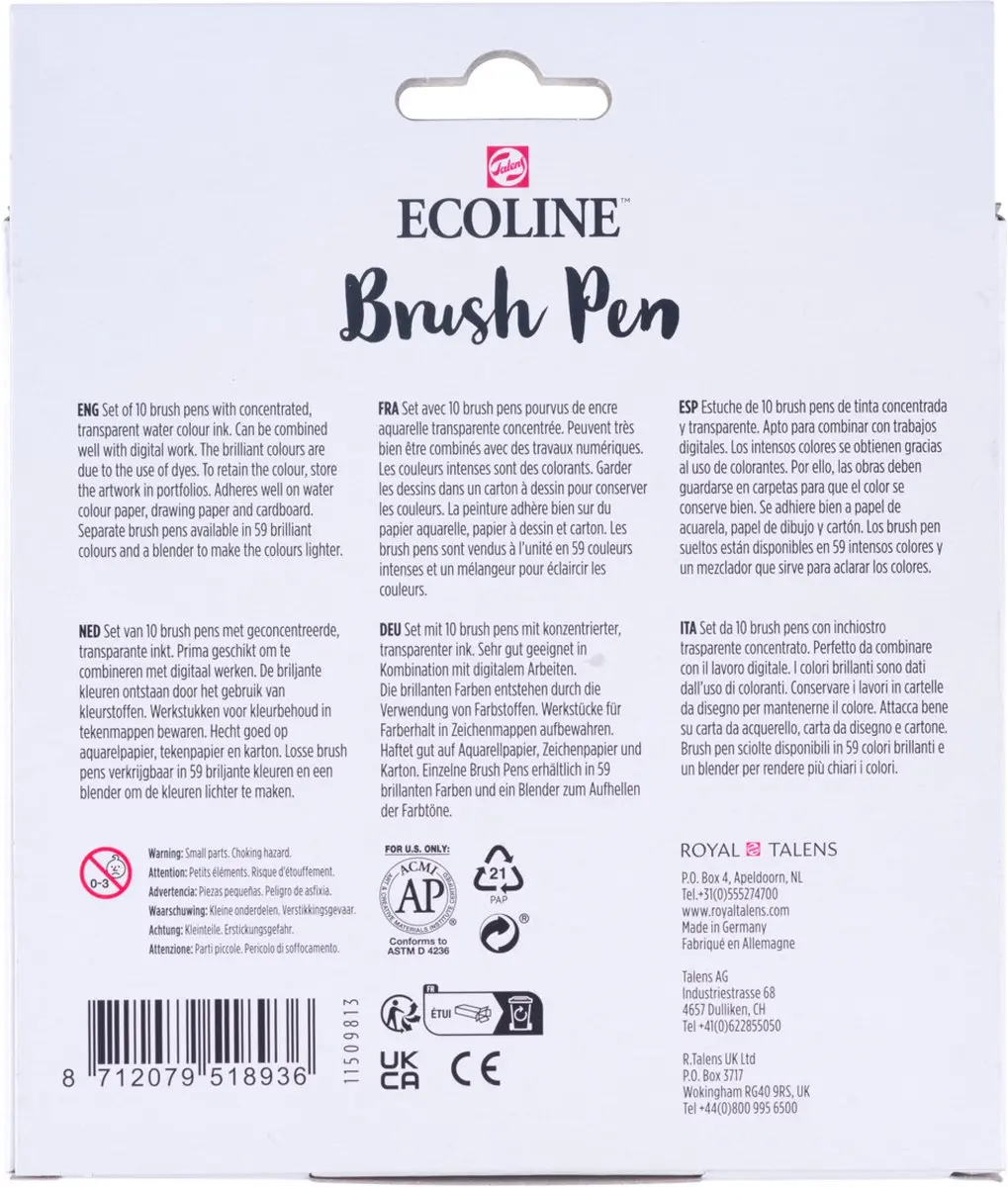 Ecoline Brush Pen Set - 10 Kleuren Helder