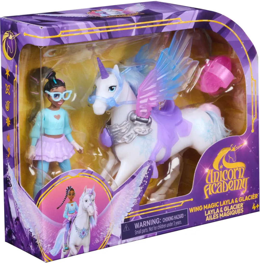 Unicorn Academy Layla & Glacier Meerkleurig Poppen - 11,4 cm & 12,7 cm - 4 Accessoires