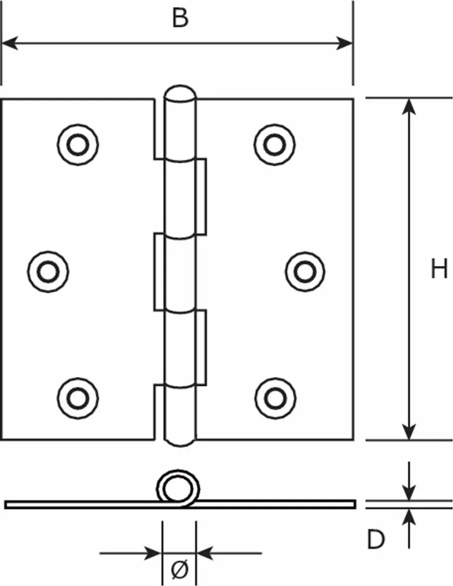 Dulimex Scharnier 51x51mm RVS - Rechte hoeken