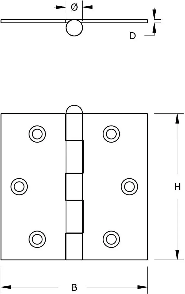 Dulimex Scharnier 51x51mm RVS - Rechte hoeken