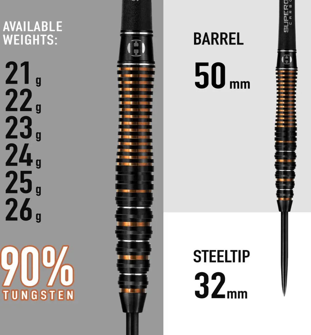 Harrows Noble 90% Tungsten 25gr - 3 Stuks - Zwart/Oranje