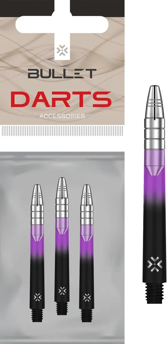 Bullet Shaft Alu HD 41mm - Paars/Zwart/Zilver - 3 Stuks