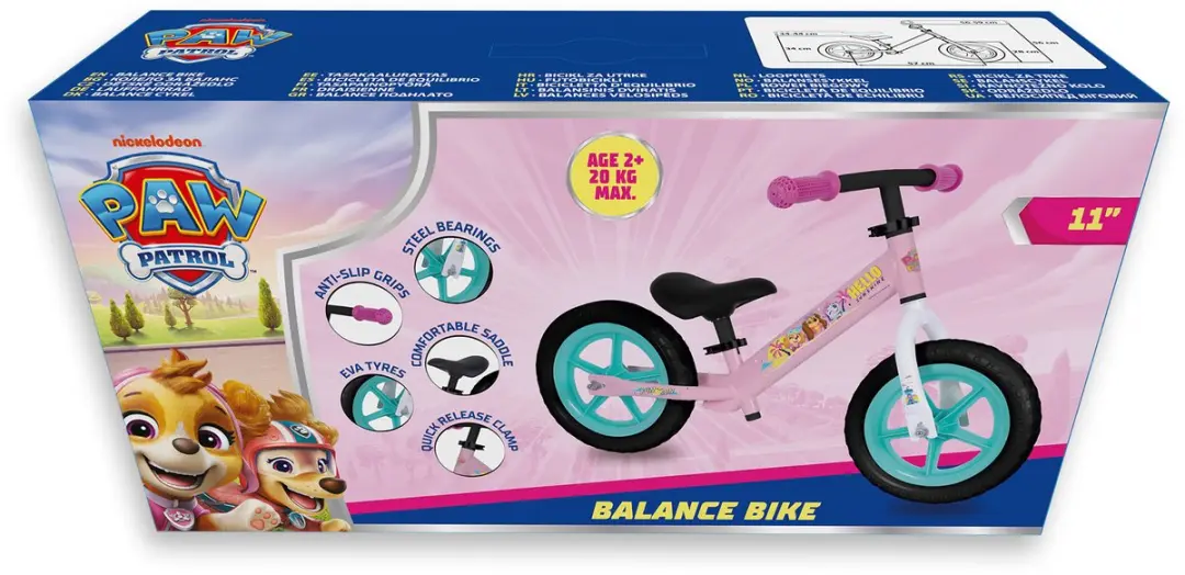 PAW Patrol Loopfiets 11 inch - Roze - Nickelodeon
