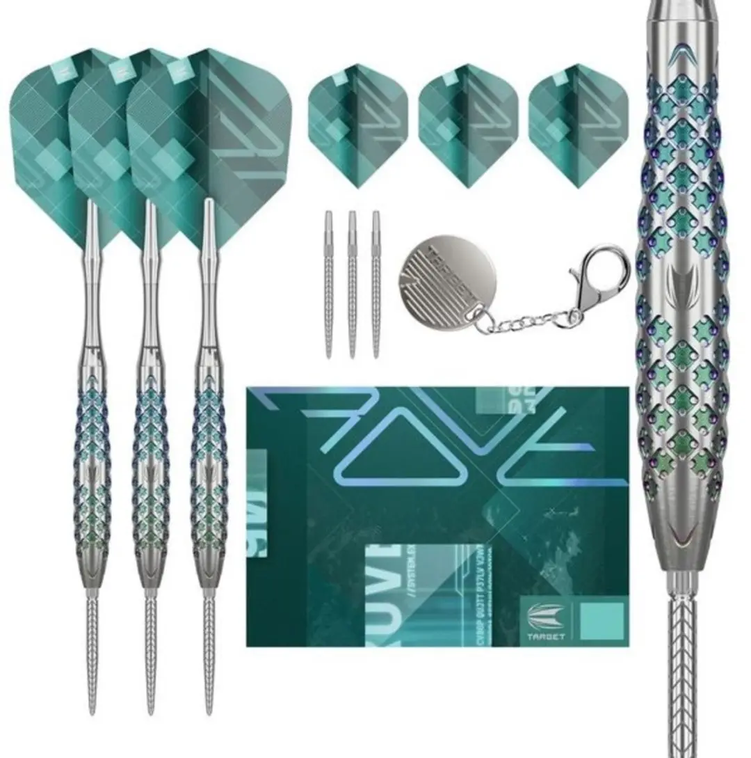 Target Rove 02 Swiss Point Dartpijlen - 3 Stuks - Zilver/Groen/Blauw