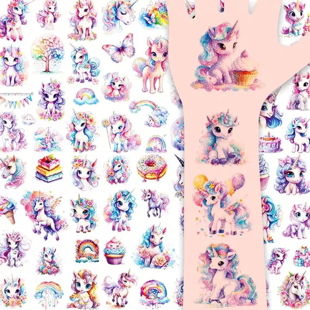 Unicorn Glitter Eenhoorn Tattoos - 145 Stuks - Meerdere kleuren