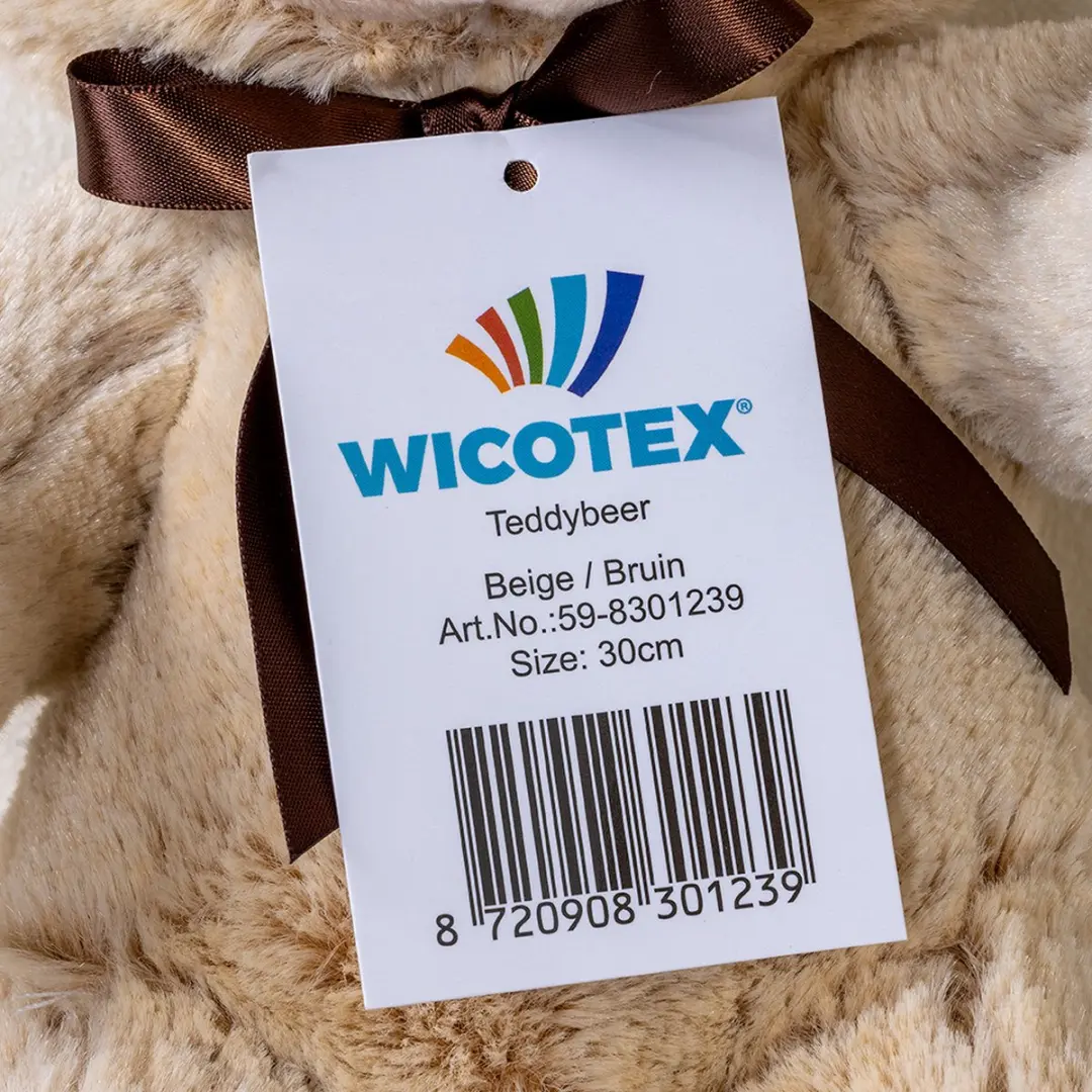 Wicotex Teddybeer 30cm Knuffelbeer - Pluche - Beige/Bruin