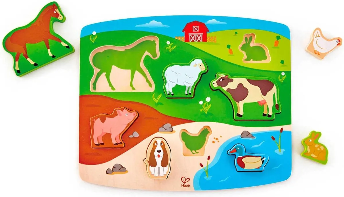 Hape Bauernhoftiere Steckpuzzel 9-delig