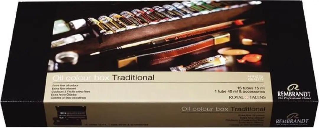 Rembrandt Oil Colour Traditional Kist - 16 Kleuren 265ml