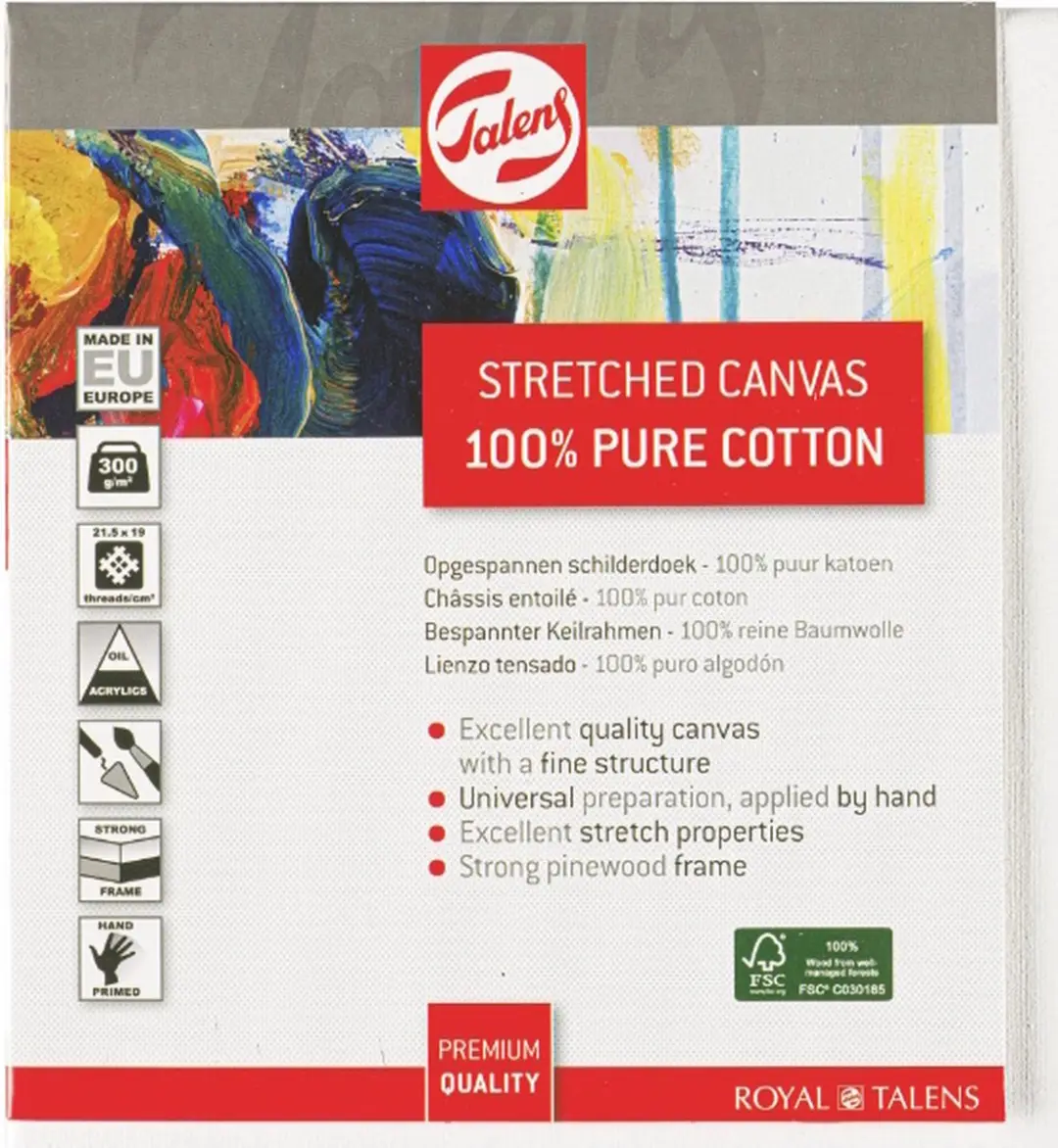 Talens Spieraam 20x20cm - Wit Katoenen Doek - FSC