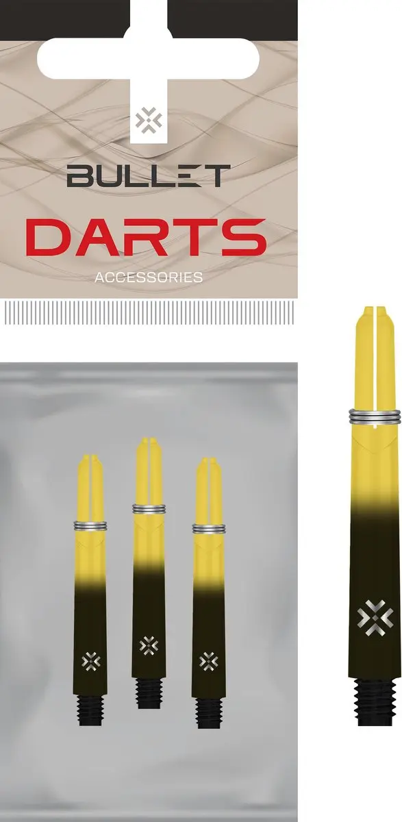 Bullet Shafts 41mm - Zwart/Geel - 3 Stuks