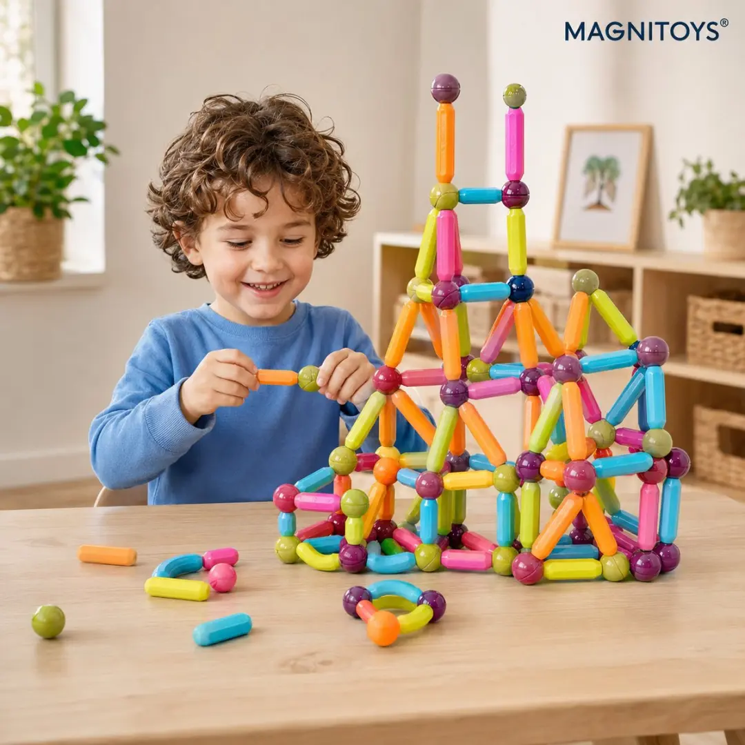 MagniToys Magnetisch Constructiespeelgoed 124 Stuks - 3D Bouwset