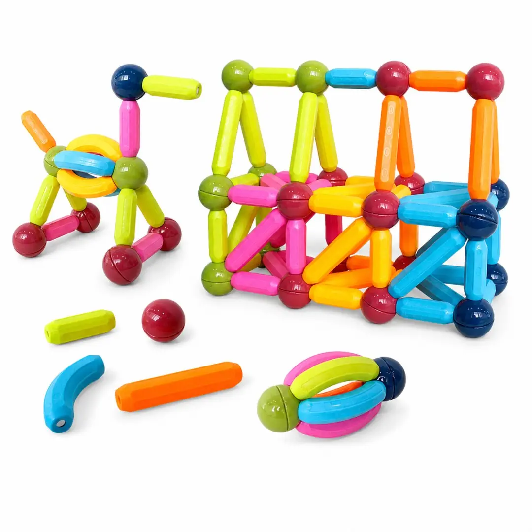 MagniToys Magnetisch Constructiespeelgoed 124 Stuks - 3D Bouwset