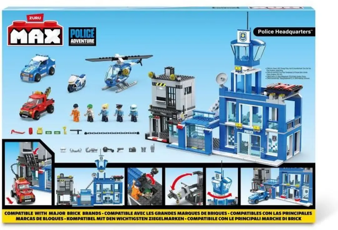 ZURU Bouwset Politiehoofdkwartier 889-delig - Blauw/Grijs/Rood