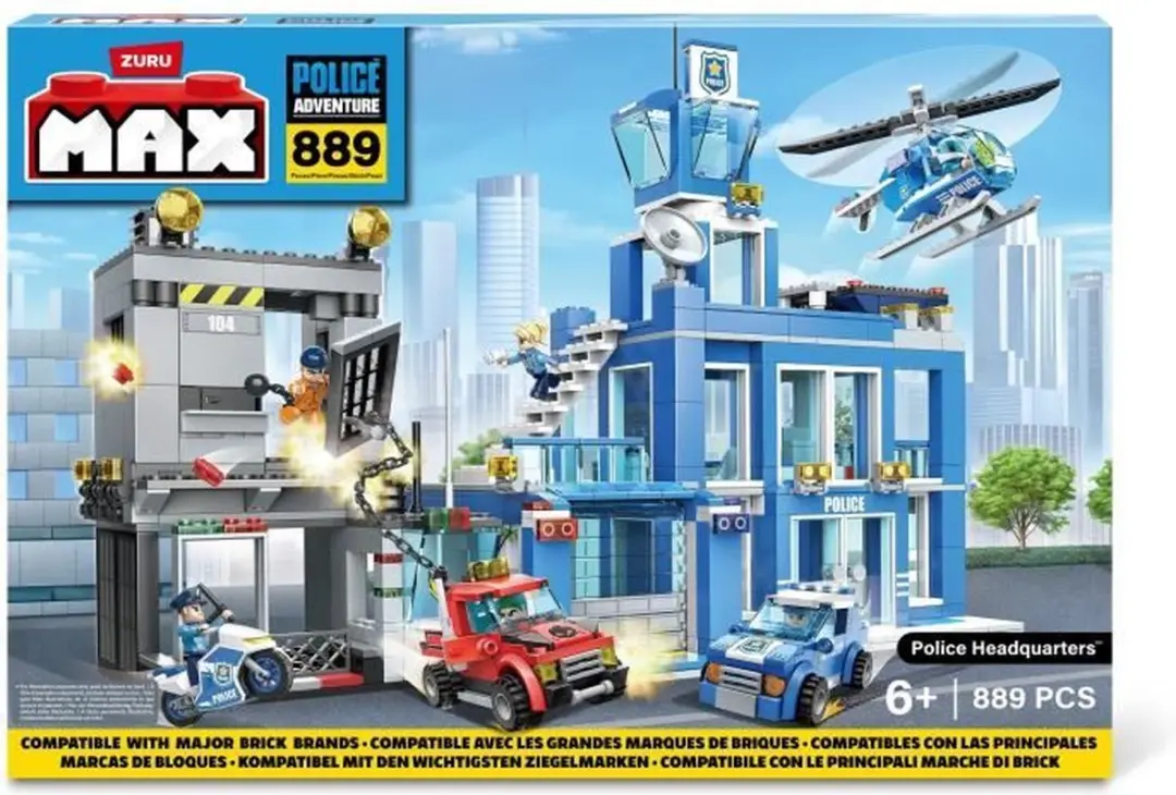 ZURU Bouwset Politiehoofdkwartier 889-delig - Blauw/Grijs/Rood