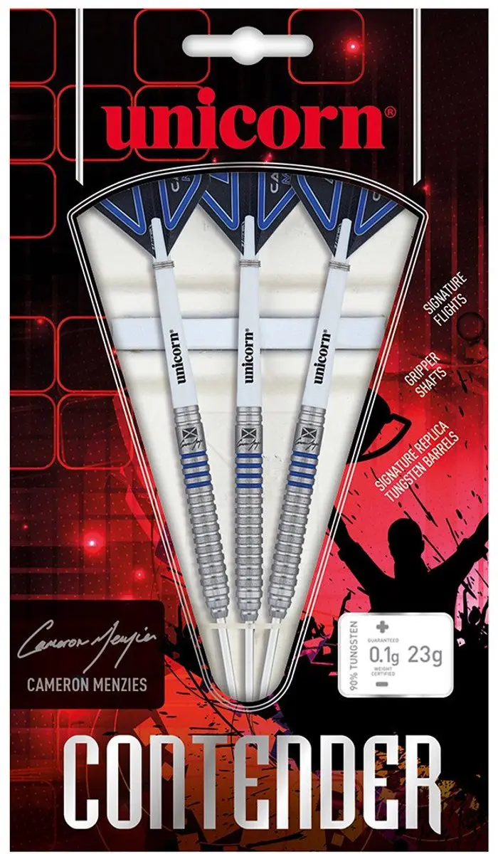 Unicorn Cameron Menzies Phase 2 Dartpijlen 90% - 3 Stuks - Zilver/Blauw