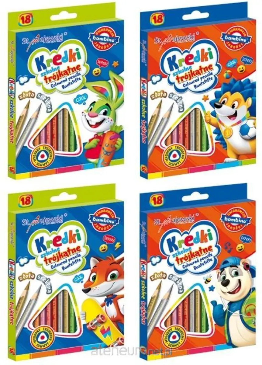 Bambino Driehoekige Potloden 18 Stuks - Natuurlijke Kleuren