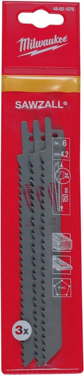 Milwaukee 48001076 Reciprozaagblad - 3 Stuks - afbeelding 2 van 2