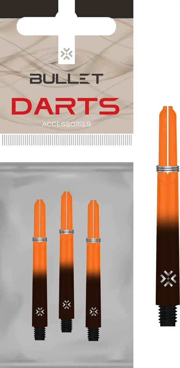 Bullet Shafts 48mm - Zwart/Oranje - 3 Stuks