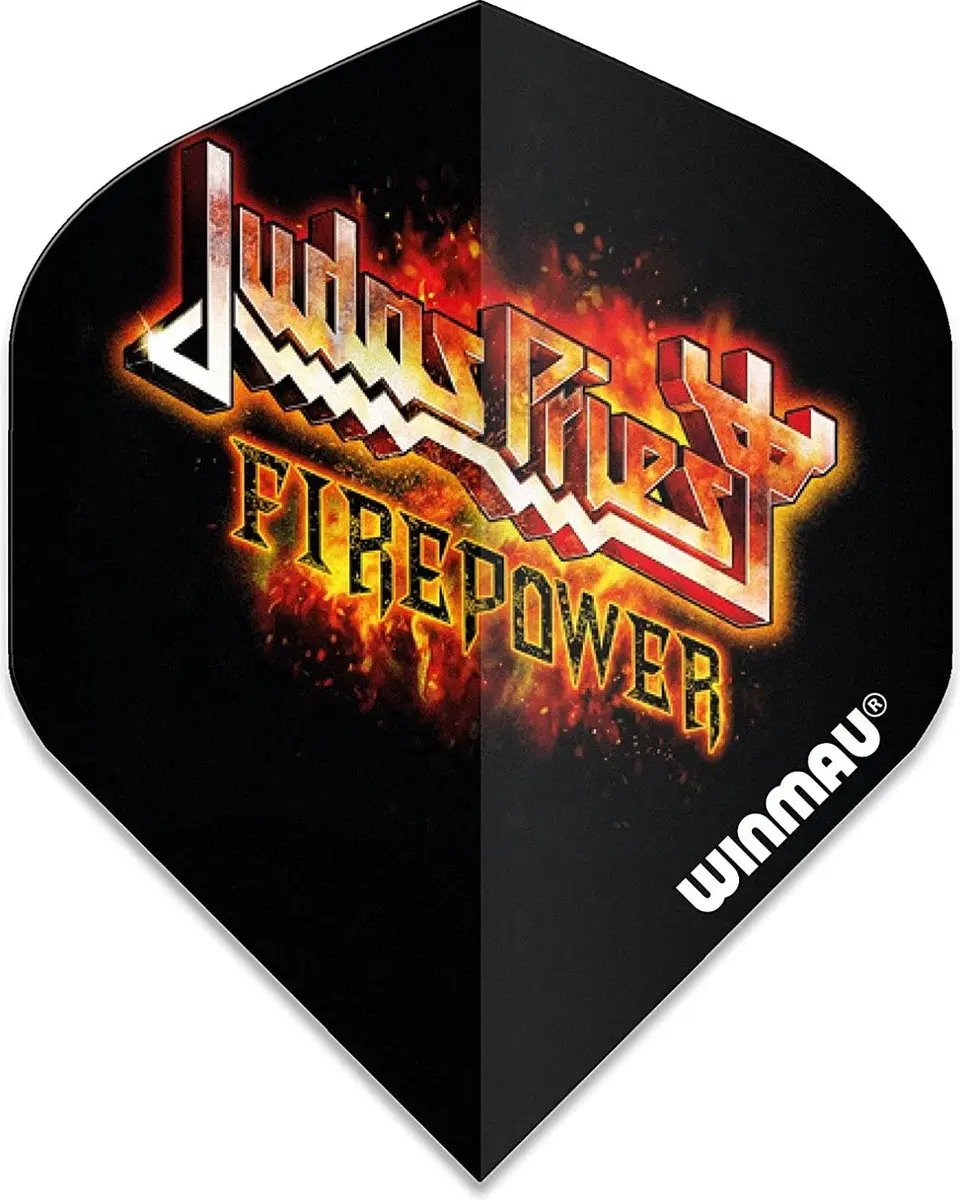 Winmau Rock Legends Judas Priest Flaming Logo Dart Flights - Zwart
