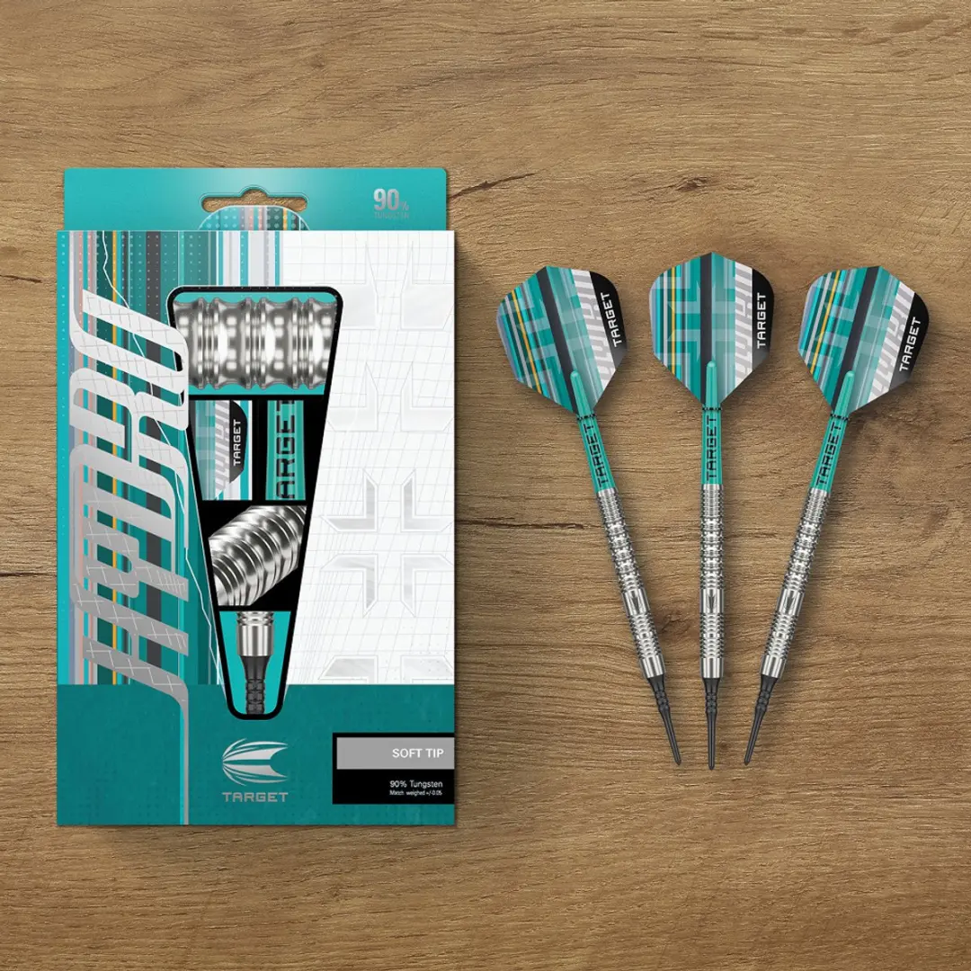 Target Hydro 12 90% Soft Tip Darts - 3 Stuks - Turquoise/Zilver