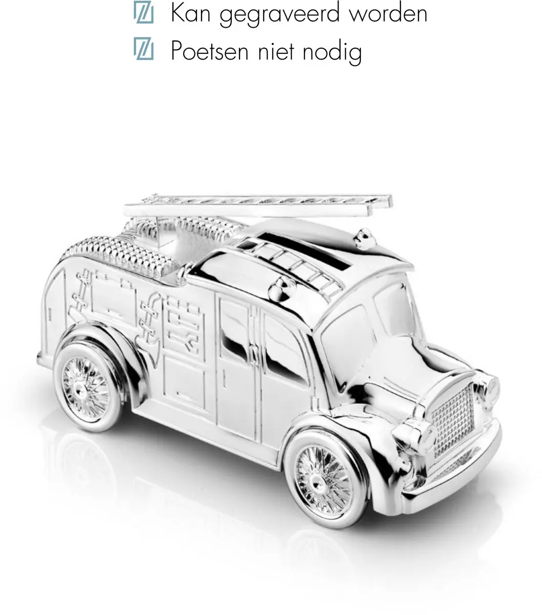Zilverstad Spaarpot Brandweerwagen 7x15cm - Verzilverd