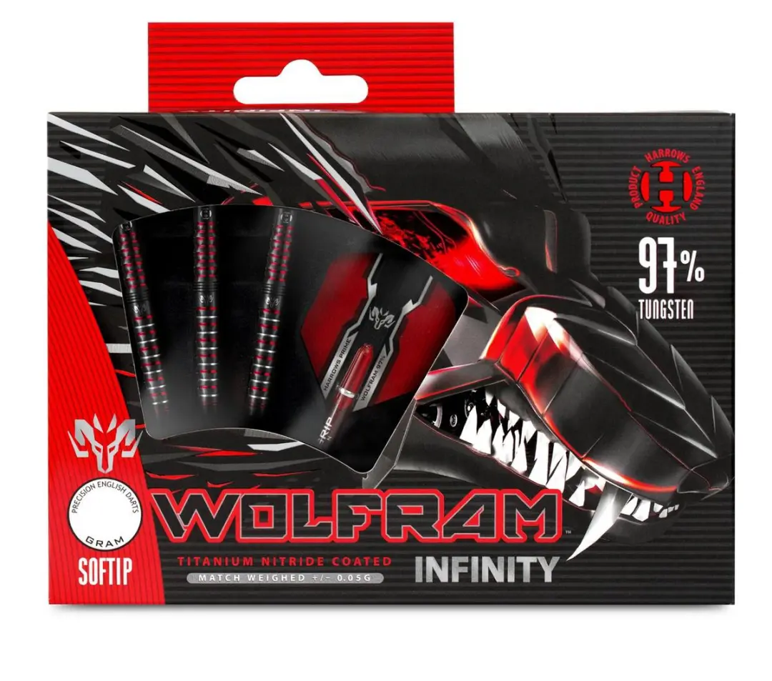 Harrows Wolfram Infinity 24gr Tungsten - 3 Stuks - Rood/Zwart
