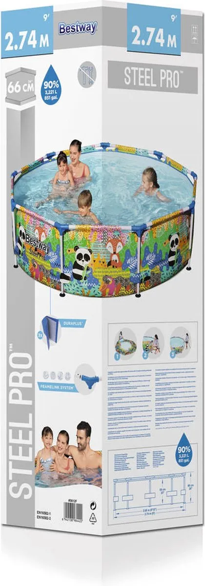 Bestway Steel Pro Opzetzwembad 274x66cm - Dierenprint - afbeelding 6 van 6