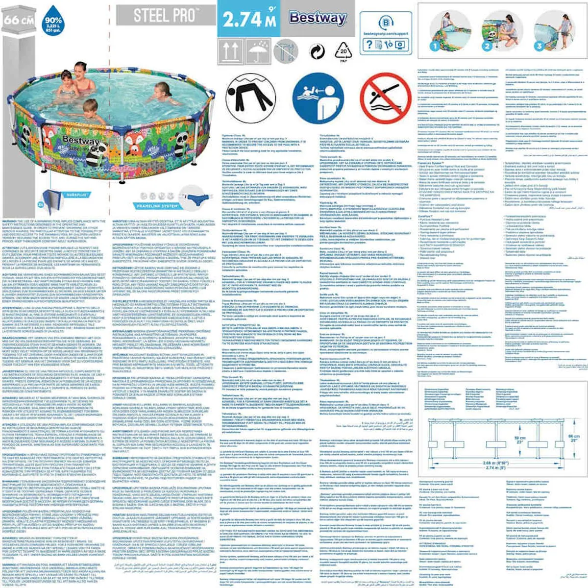 Bestway Steel Pro Opzetzwembad 274x66cm - Dierenprint