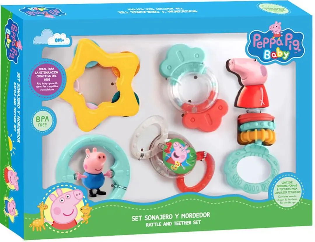 Peppa Pig Baby Speelset Rammelaars Bijtringen - Meerkleurig