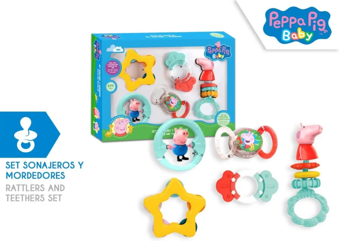 Peppa Pig Baby Speelset Rammelaars Bijtringen - Meerkleurig