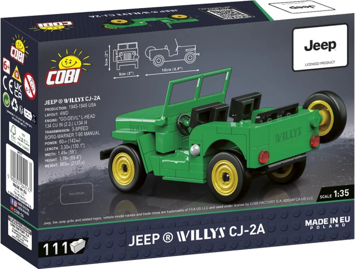 Cobi Jeep Willys CJ-2A - 111 Onderdelen - Meerkleurig