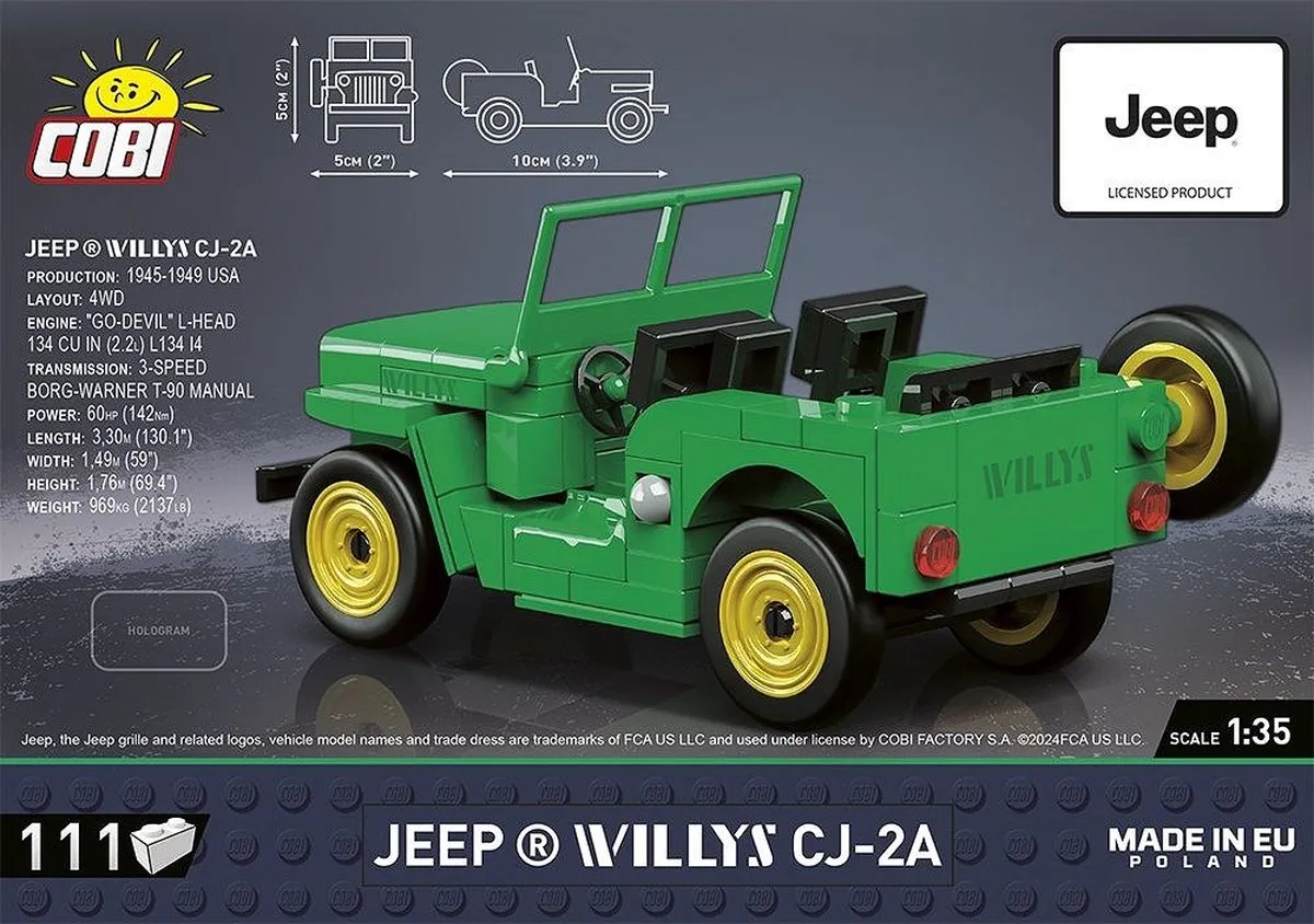 Cobi Jeep Willys CJ-2A - 111 Onderdelen - Meerkleurig