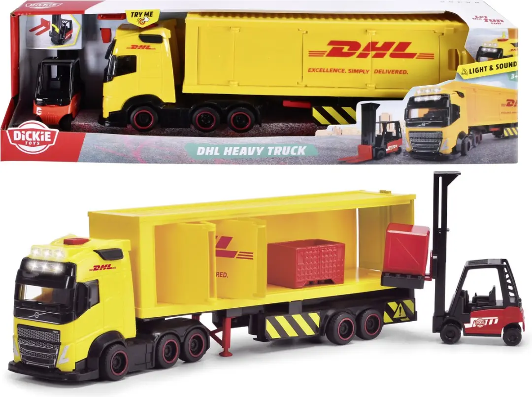 Dickie Toys Volvo DHL Truck met Vorkheftruck
