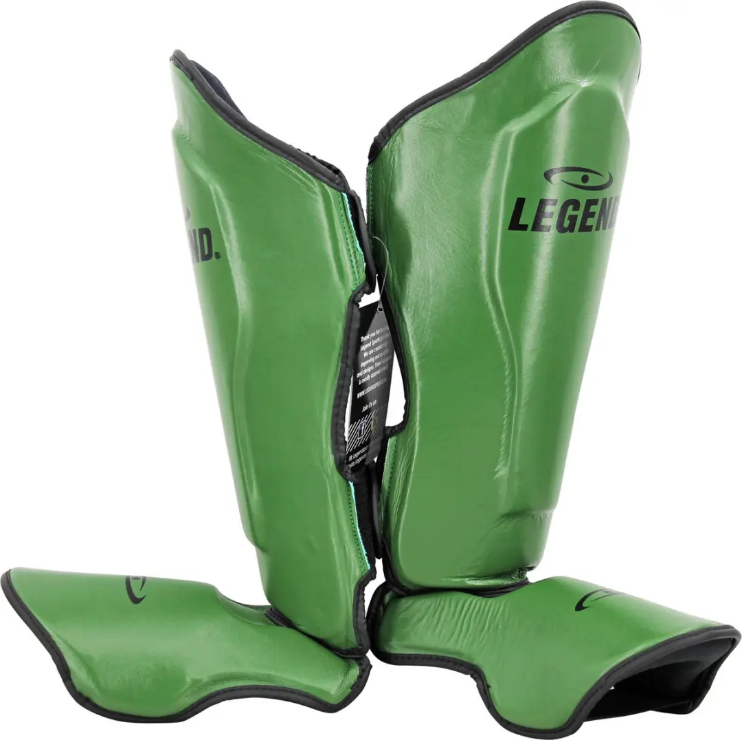 Legend Army Leer Kickboks Scheenbeschermers XS - Zwart/ Groen