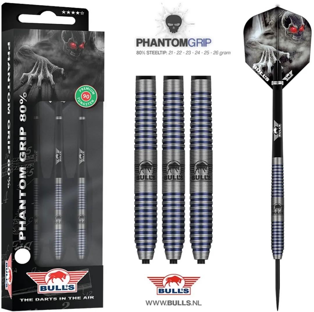 Bull's Phantom Grip Dartpijlen 80% Tungsten 21g - 3 Stuks