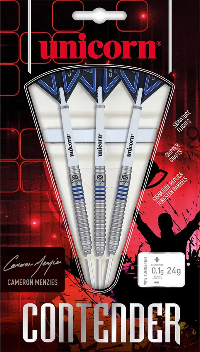 Unicorn Cameron Menzies Phase 2 Dartpijlen 90% - 3 Stuks - Blauw/Zilver