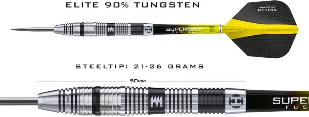 Harrows Elite Steeltip 21gr - 90% - Geel/Zwart - afbeelding 6 van 6
