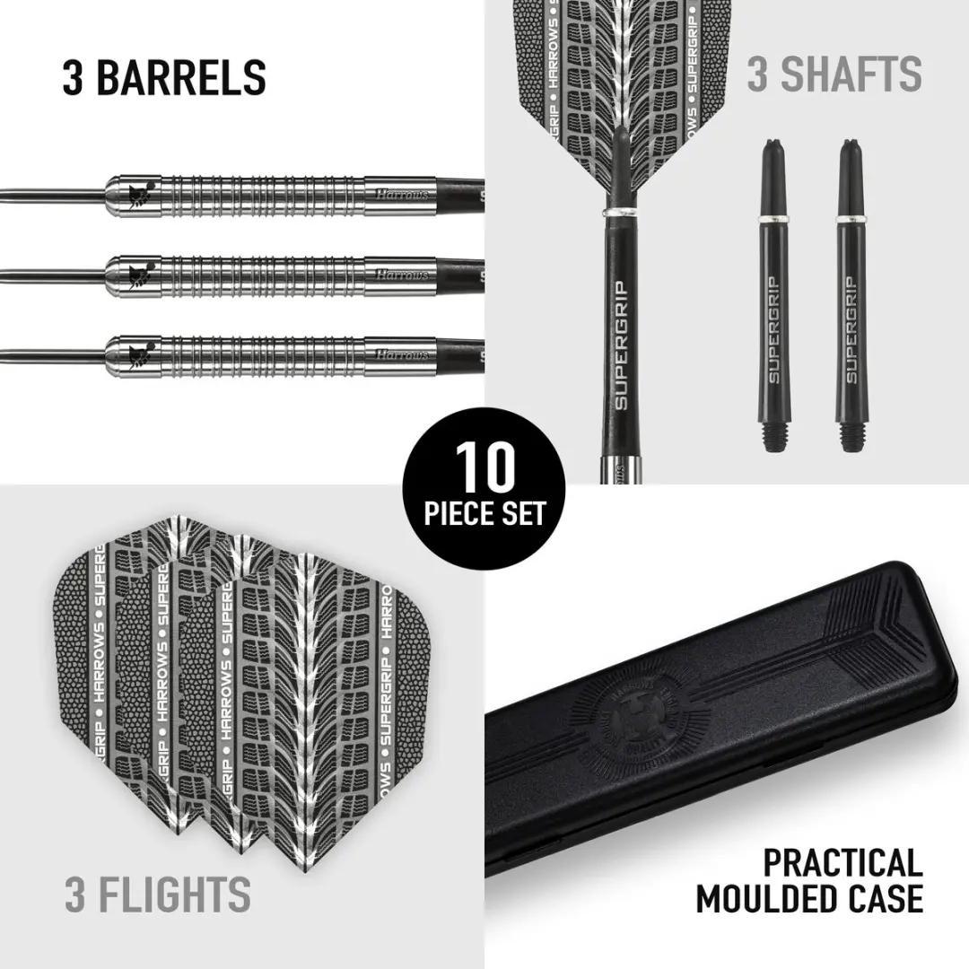 Harrows Steeltip Darts Supergrip 26g - 90% Tungsten - Blauw/Grijs - 3 Stuks