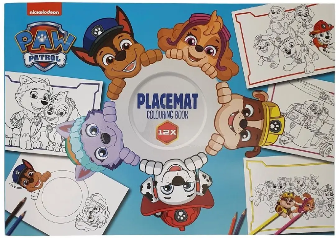 PAW Patrol Kleurboek Placemats - 12 Stuks Blauw