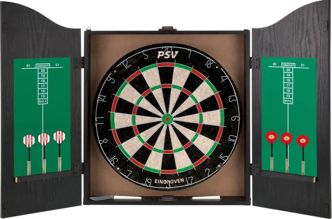 XQMax PSV Dartkabinet - Dartbord met 6 Pijlen