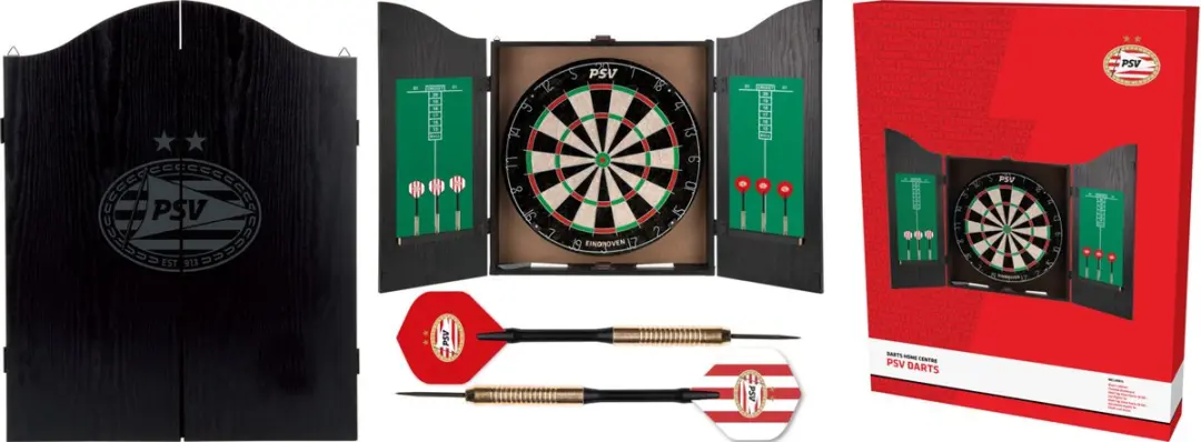 XQMax PSV Dartkabinet - Dartbord met 6 Pijlen