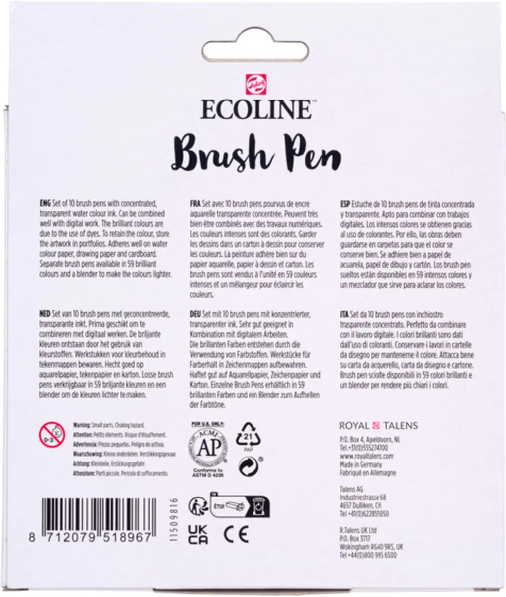 Ecoline Brush Pen Set Portret - 10 Kleuren