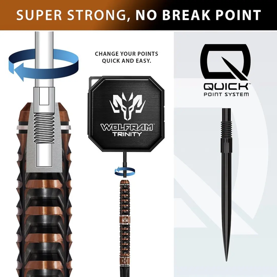 Harrows Wolfram Trinity Quick Point Dartpijlen 3 Stuks - Brons/Zwart