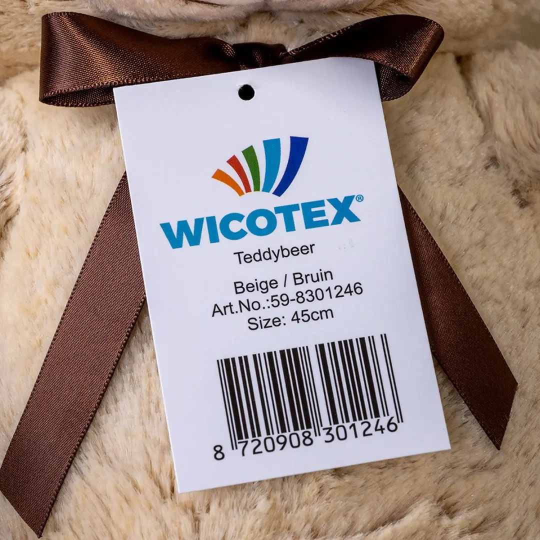 Wicotex Teddybeer 45cm Pluche Knuffel - Beige/Bruin