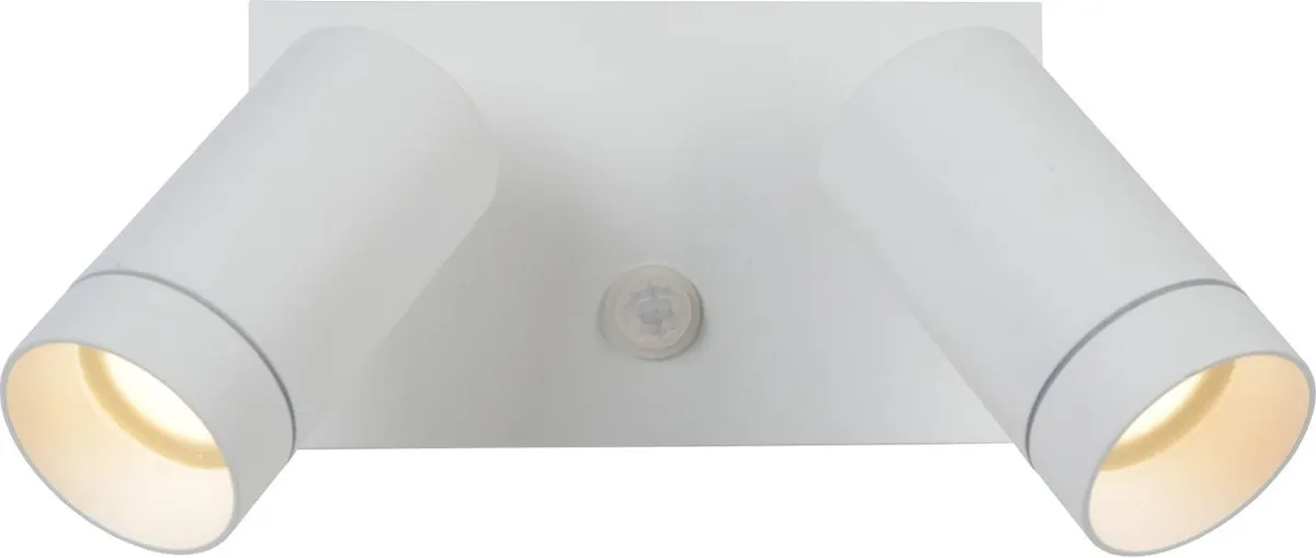 Lucide Taylor Wandspot 2xGU10 - IP54 Bewegingssensor Wit