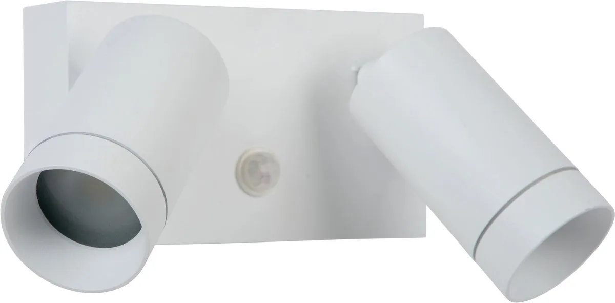 Lucide Taylor Wandspot 2xGU10 - IP54 Bewegingssensor Wit
