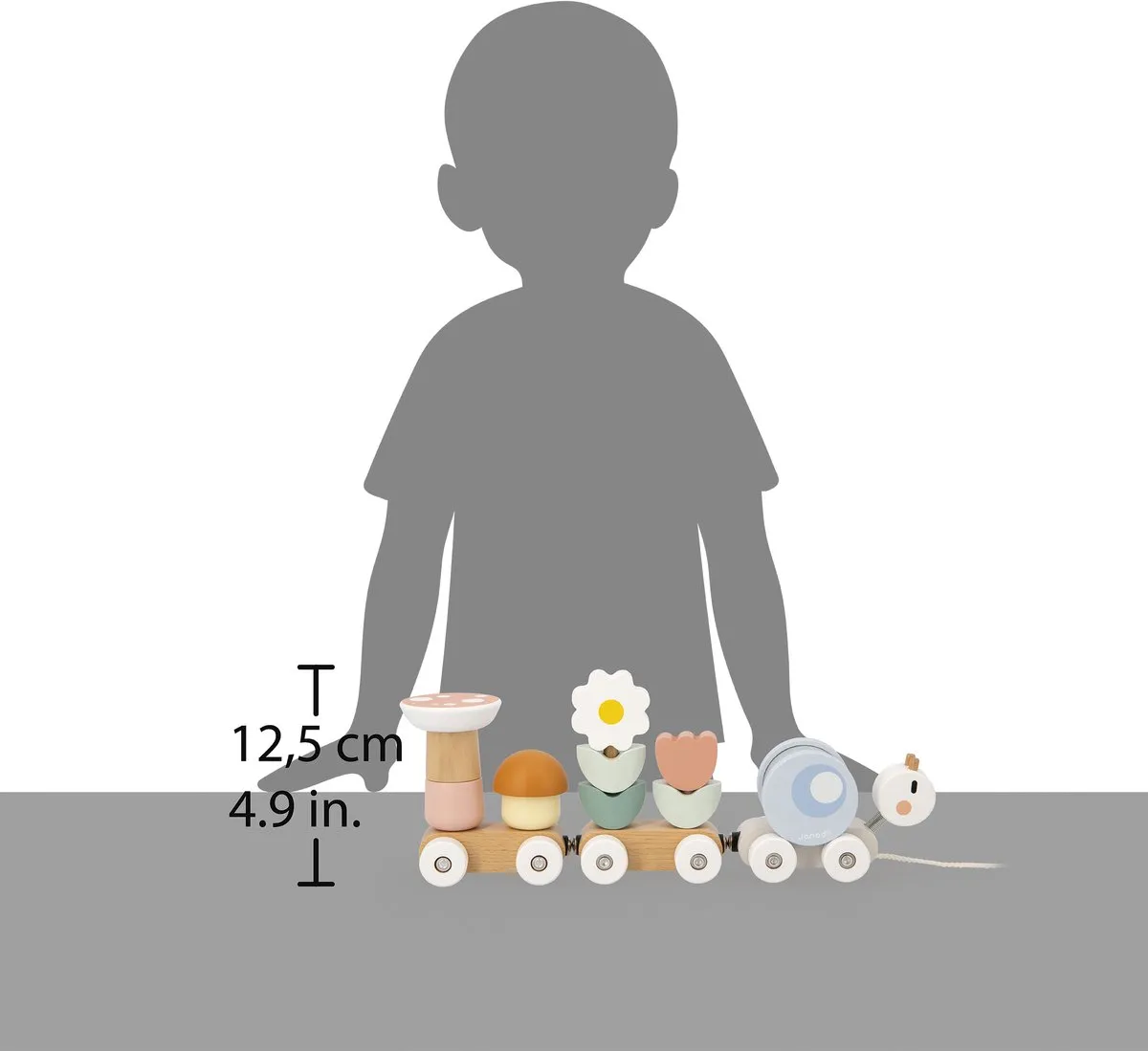 Janod Sweet Cocoon - Houten Slakken Trein - 2-In-1 Bouw-En-Trek Educatief Speelgoed - Ontdek Vormen En Kleuren - Ideaal Voor De Ontwikkeling Van De Motoriek Van De Allerkleinsten - Geschikt Vanaf 1 Jaar