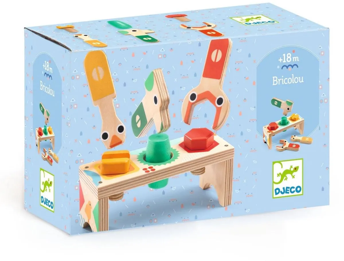 Djeco Bricolou Mini Werkbank - 6 Accessoires - Multicolor